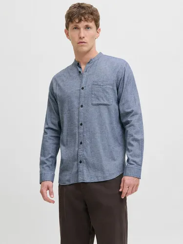 Jack & Jones Herren Hemd in Blau, Größe M - Herren Plussize Hemd von Jack & Jones, aus 100% Baumwolle, mit klassischem Rundhalsausschnitt und Brusttasche, ideal für lässige Anlässe.