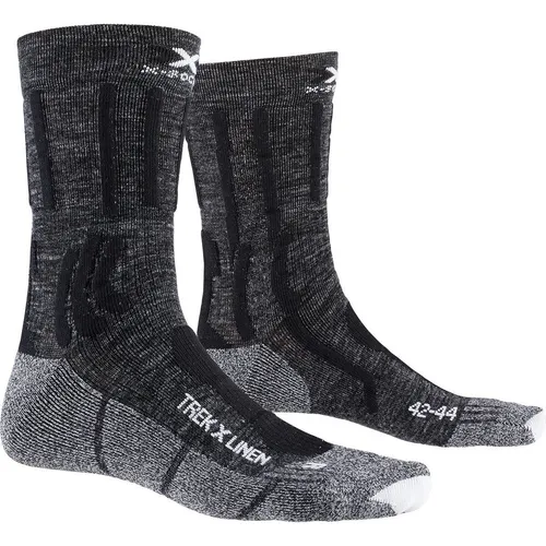 X-Socks Trek X Linen Dolomite Grey Melange/Opal Black (G031) 45-47 - Laufsocken für Trekking mit innovativem Air-Conditioning Channel 4.0 für optimale Belüftung und hervorragenden Tragekomfort auf langen Touren.