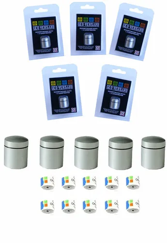 magnetischer Nano Geocaching Nano winziger Behälter 10 Logstreifen Versteck 5 x