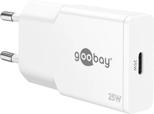 GOOBAY 75732 - USB-Ladegerät, 25 W, 1x USB-C PD, GaN, Slim, weiß