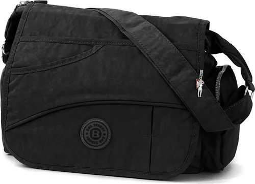 Bag Street Nylon Tasche Damenhandtasche schwarz OTJ214S - Umhängetasche aus strapazierfähigem Nylon in elegantem Schwarz, mit praktischem Reißverschluss und stufenlos verstellbarem Schulterriemen – ideal für jeden Tag.