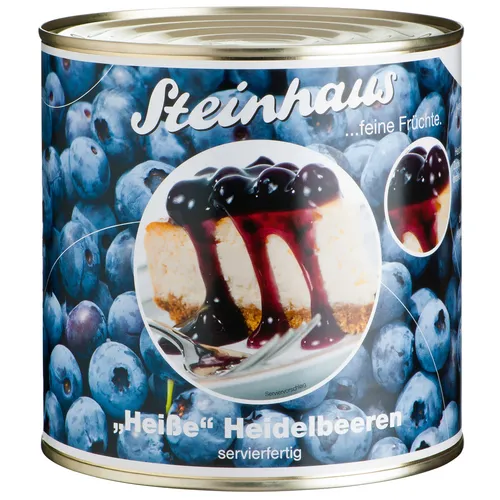 Steinhaus Heiße Heidelbeeren in der Dose 2650ml - Leckere Heidelbeeren servierfertig in großzügiger 2650ml Dose, ideal für Desserts oder als Beilage. Kühl und trocken lagern für optimale Frische.