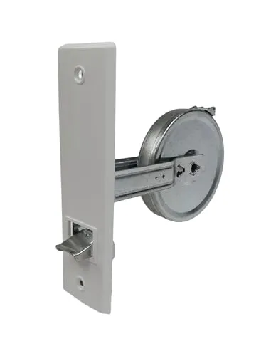 Winrodoor Unterputz-Gurtwickler für 12 m Gurt – Gurtaufnahme 23 mm – Lochabstand 165 mm – mit weißer PVC-Abdeckhaube – Einlass-Gurtwickler