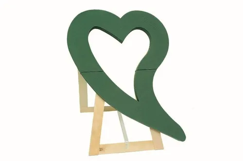 mosy Steckschaum Herz mit Schweif, 85 cm - Steckschaum-Herz für Blumenarrangements, ideal für Hochzeiten, Geburtstage und Trauerfeiern. Der aufklappbare Ständer sorgt für stabilen Halt und ermöglicht eine einfache Erstwässerung.