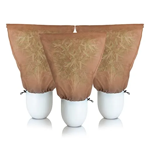 BigDean 3er Set XL Winterschutz Kübelpflanzensack 80 x 100 cm BRAUN Wintervlies Schutzhaube Vlieshaube für Pflanzen Pflanzenschutzsack extra stark