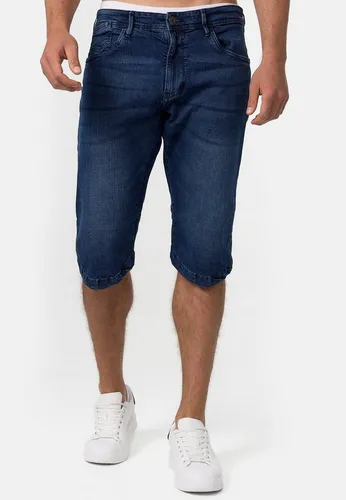 Indicode Jeansshorts Jaspar in Blau - Größe L - Herren-Shorts aus 98% Baumwolle und 2% Elasthan für optimalen Komfort. Ideal für warme Tage, mit Regular Fit und moderner Waschung in Medium Indigo.