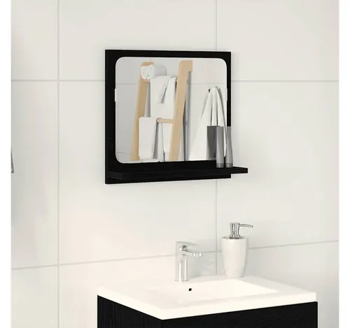 furnicato Wandspiegel Badezimmerspiegel Schwarz Eichen-Optik 40 x 10,5 x 37 cm - Eleganter Badezimmerspiegel in schwarzer Eichen-Optik, bietet nicht nur klare Reflexion, sondern auch praktische Ablagen für Badutensilien. Ideal für platzsparende Wandmontage in kleinen Räumen.
