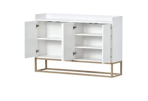 Odikalo Sideboard Anrichte Lagerschrank Schuhschrank 4 Tür griffloser weiß/schwarz/blau