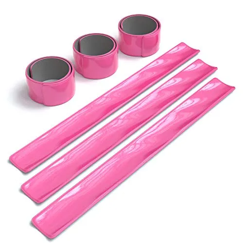 EAZY CASE 6X Reflektorband, Reflektoren Set, reflektierendes Schnapparmband, Sicherheitsarmband, Reflektorenbänder - ideal zur Erhöhung der Sichtbarkeit, Neon Pink