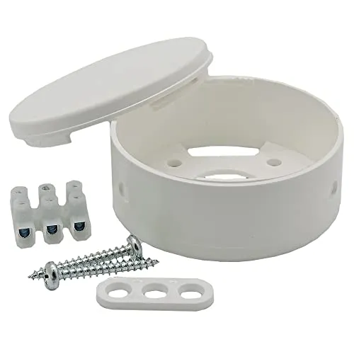 Verteilerdose Weiß inkl. 3-poliger Lüsterklemme u. Zubehör ø 70x32mm Aufputzdose Anschlussdose Baldachin Deckendose