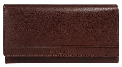 bugatti LUCIDO große Geldbörse im Querformat - Damen-Geldbörse aus hochwertigem Echt Leder mit RFID-Schutz, 18 Kartenfächern und praktischem doppeltem Druckknopfverschluss für maximale Sicherheit und Organisation.