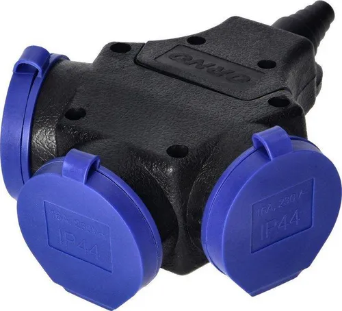 IP44-Schalter, 3*2P+Z, Schuko 16A, 230V AC - ON-13209GS in schwarz von ORNO