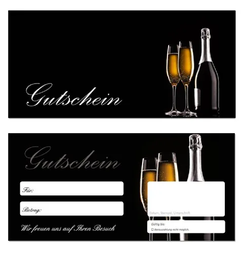 Stück Geschenkgutscheine (Sekt-650) - Gutscheinkarten Gutscheine für Bereiche Wellness, Erholung, Entspannung Kochen Essen Feier Wein Jubiläum Geburtstag Gastronomie 10