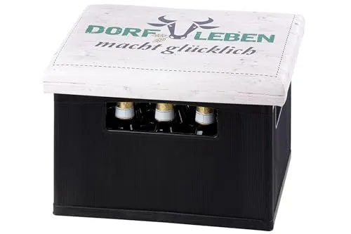 GILDE Polsterauflage 'Dorfleben macht glücklich' in weiß von GILDE