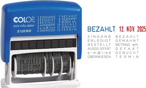 COLOP Wortbandstempel Mini Dater S120/WD – Praktisch und kompakt - Der COLOP Wortbandstempel Mini Dater S120/WD überzeugt durch seine handliche Größe und einfache Handhabung. Ideal für den täglichen Bürobedarf.