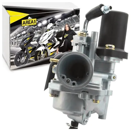 Area1 Ersatz Vergaser 12mm für 50ccm 2-Takt Motoren - Vergaseranlage für 50ccm 2-Takt Roller, inklusive elektrischem Choke und vorab abgestimmt für einfache Montage. Ideal für Minarelli Motoren und Nachbauten.