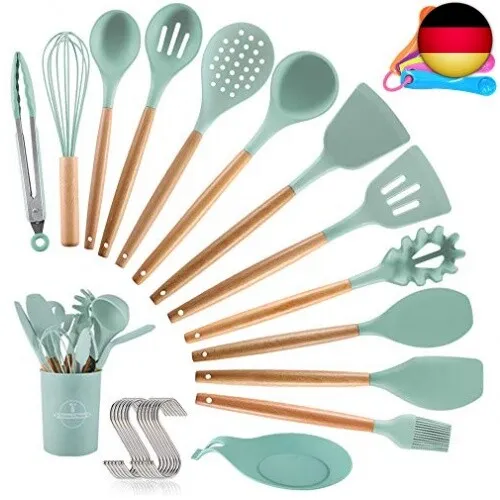 TOPSEAS Kochbesteck Küchenhelfer Set,14er Küchenutensilien silikon,Antihaftes H