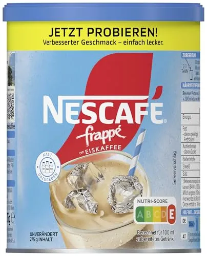 NESCAFE Frappe Eiskaffee Getränkepulver 275g - Erfrischende Kaffeemischung für kalte Getränke, ideal für heiße Tage. Einfach zuzubereiten und perfekt für den Genuss zu Hause oder unterwegs.