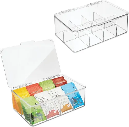 mDesign Aufbewahrungssystem Aufbewahrungsbox Tee Kaffee Küche Organizer 8 Fächer mDesign 2er Set
