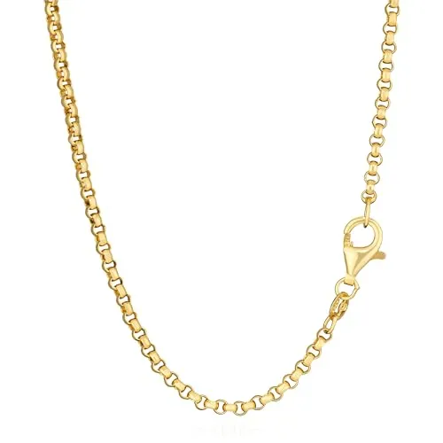 NKlaus 45cm Erbskette aus 925 Silber, gelbgold vergoldet - Elegante Halskette für Damen, 45cm lang und 2,1mm breit, aus hochwertigem 925 Sterling Silber mit edler Vergoldung für zeitlose Eleganz und Komfort.
