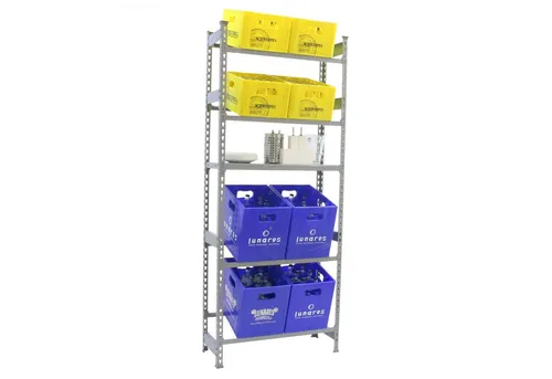 PROREGAL® Standregal Getränkekistenregal High Camel mit Ablagefläche, HxBxT 200x80-100x30cm, Getränkeregal, 4 Ebenen für 8-12 Kisten, 100kg Tragkraft pro Ebene, schneller Aufbau