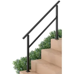 COSTWAY Treppengeländer, 138 cm Länge, 92 cm Höhe, mit 2 Pfosten, 1-tlg., Treppengeländer mit Winkelverstellung schwarz 138 cm x 92 cm