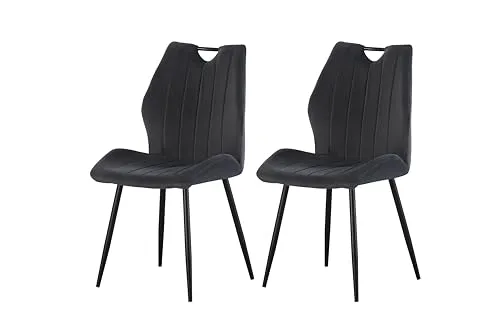 xonox.home Stuhl 2er Set Christin in anthrazit mit Velouroptik - Stylisches 2er Set Stühle in anthrazit mit edlem Samtbezug. Ideal für Esstisch oder Leseecke – bequem und modern, perfekt für kleine Räume.