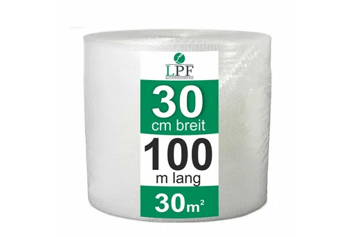 LPF dieLUFTPOLSTERFOLIE Schutzfolie Luftpolsterfolie Breite 30cm x Länge 100m Noppenfolie Verpackungsfolie