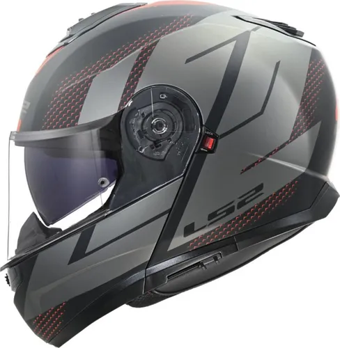 LS2 FF908 Strobe II Code Klapphelm - Matt Schwarz/Grau/Rot - L - Modularer Motorradhelm mit 90° drehbarem Kinnbügel. Hoher Tragekomfort und Sicherheit durch KPA-Schale, hypoallergenes Innenfutter und Anti-Kratz-Visier. Ideal für Pendler und Tourenfahrer.