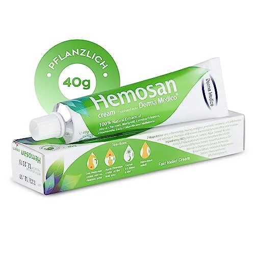 Derma Medico Hemosan Hämorrhoiden 40g Salbe Gegen Juckreiz und Brennen mit pflanzlichen Extrakte Inhaltsstoffen 1er 2er oder 3er Pack (1-er Pack)