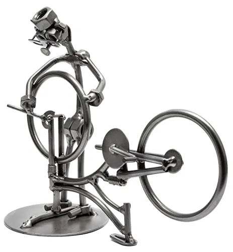 STEEMO Schraubenmännchen Fahrrad Reparatur Fahrradmechaniker Geschenk Metall-Kunst Deko 21x9x18 cm