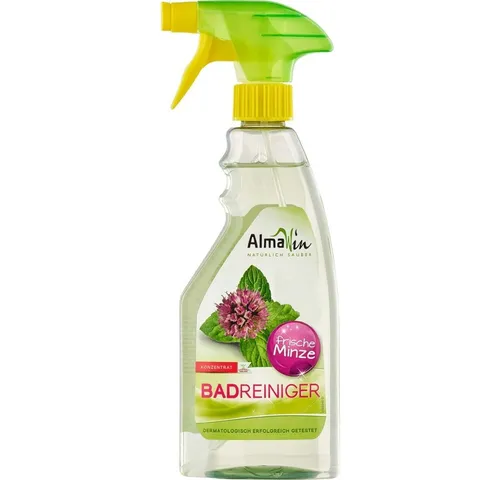 Almawin Badreiniger Spray 500ml - Effektive Reinigung mit Pfefferminzduft - Reinigungsmittel für hygienische Sauberkeit im Bad, bekämpft Kalk und Schmutz mit natürlicher Zitronen- und Milchsäure.