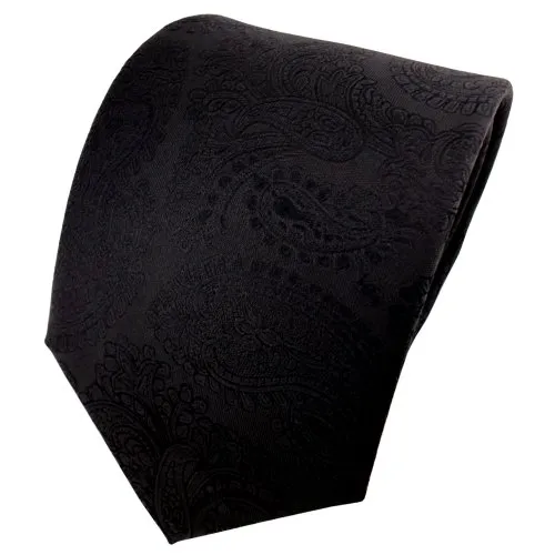TigerTie Designer Krawatte in schwarz Paisley gemustert in schwarz von TigerTie