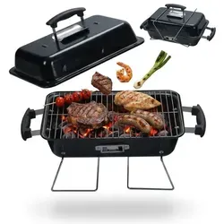 Tischgrill Holzkohlegrill Klappgrill für Camping und BBQ - Vielseitiger Campinggrill aus robustem Stahl und Kunststoff. Kompakt und leicht mit einem Gewicht von nur 2,86 kg – ideal für unterwegs. Perfekt für Grillabende im Freien.