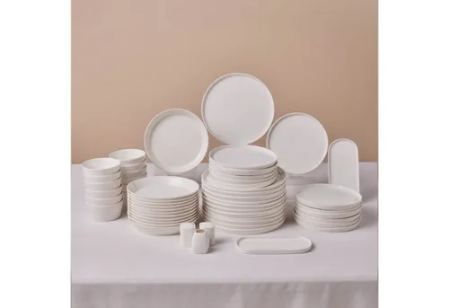 Karaca Geschirr-Set Stream Bone Bomo 53-teilig für 12 Personen