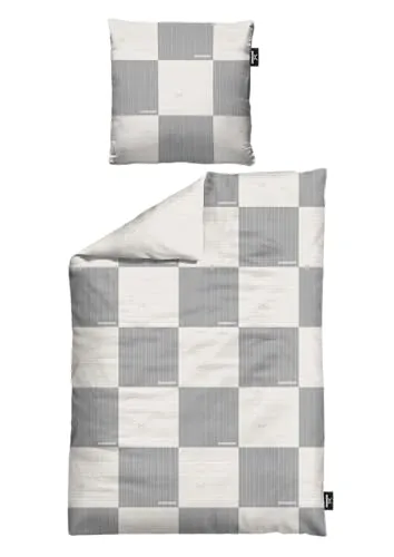 Wendebettwäsche Sansibar Chessboard 155x220 cm, Taupe in grau von Sansibar