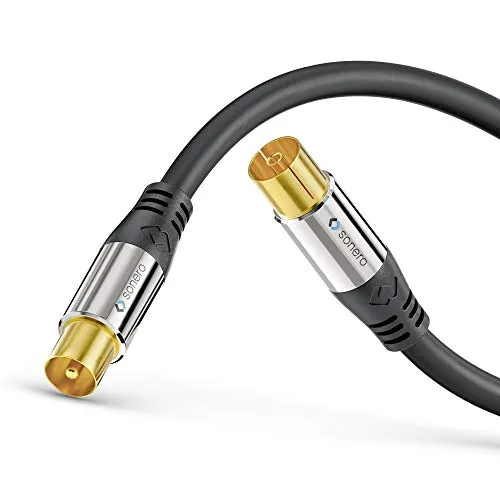 Sonero Antennenkabel SAT Kabel Koaxialkabel Satelitenkabel TV 7,50m 2fach geschirmt, für HDTV, Receiver, Internet, Satelit, DAB, Radio, schwarz