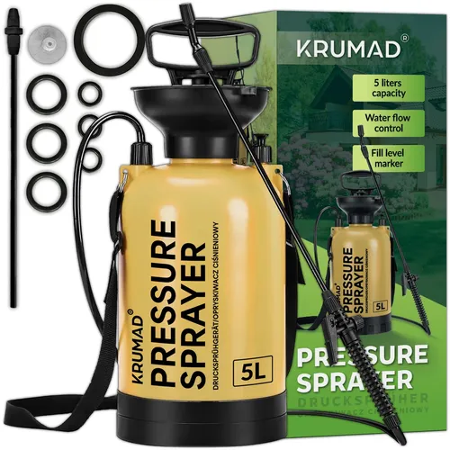 KRUMAD Drucksprüher 5L Gartenspritze mit Lanze Schultergurt Pflanzenschutz