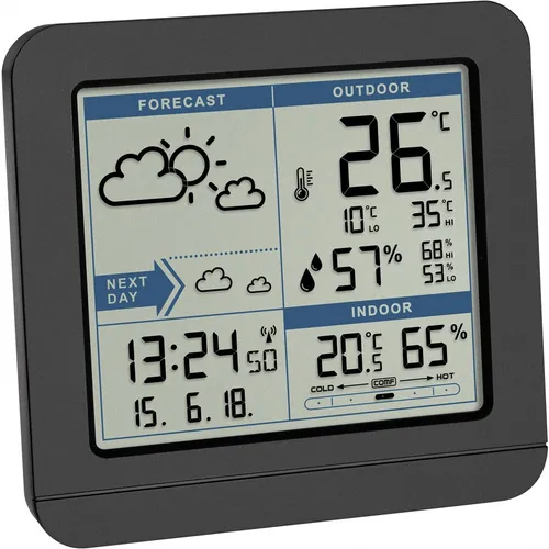 TFA SKY 35.1152 Wetterstation schwarz - präzise Wetterdaten in modernem Design, ideal für Zuhause oder Garten