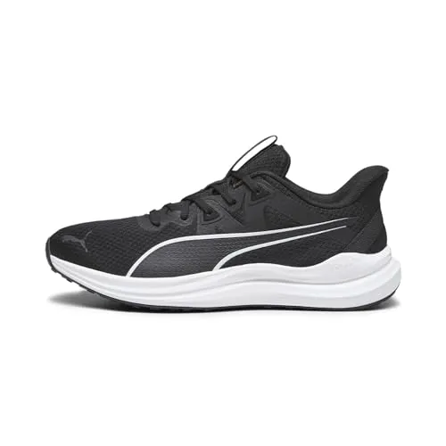 PUMA Reflect Lite Laufschuhe für Erwachsene - Black White, 44.5 EU - Laufschuhe aus Textil und Synthetik mit ultraleichter PUMA Lite Zwischensohle für optimalen Komfort und Vollgummi-Außensohle für maximale Traktion beim Training und im Alltag.