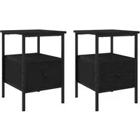 vidaXL Nachttisch mit Schubladen - Schwarze Eiche - Moderne Nachtkonsole in Schwarz, ideal für jedes Schlafzimmer. Mit robustem Design aus Holzwerkstoff und Eisen sowie viel Stauraum für Ordnung und Stil.