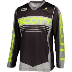 Scott 350 Race Motocross Jersey, grau-gelb, Größe S für Männer - Fahrradbekleidung mit Regular Passform und zweilagigem V-Ausschnitt für optimalen Tragekomfort beim Motocross.