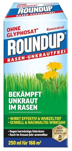 Roundup Rasen-Unkrautfrei 250 ml Konzentrat Wegerich Löwenzahn Klee Bekämpfung *