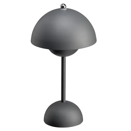 Luxus - Tischlampe Touch Deluxe - Josephine - Grau - H30 x Ø16 - Terrassenlampe - Schreibtischlampe - LED - Wiederaufladbar - Dimmbar - Kabellos - Tischlampe für innen und außen