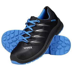 Uvex 2 Trend Leder-Sicherheitsschuhe S3 SRC ESD - Blau/Schwarz - Gr. 42 - Herren Industrie & Handwerk Schuhe, ideal für den Einsatz in anspruchsvollen Umgebungen mit hervorragendem Tragekomfort und stoßdämpfender Sohle.