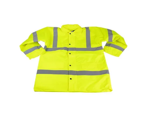Produktbild Haushalt International Warnweste Jacke in Signalgelb Warnjacke mit Reißverschluss und Kapuze Größe L (1-tlg) elastische Bünde