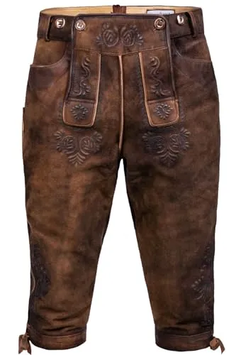 Edelnice Trachtenmode Kniebund Trachtenlederhose aus Ziegenleder - Trachtenlederhose für Herren aus 100% Ziegenleder, geschmeidig und komfortabel. Mit detailreichen Stickereien und anpassbaren Lederbändchen für optimalen Sitz.
