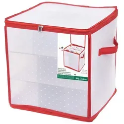 Spetebo Aufbewahrungstasche Aufbewahrungsbox für Christbaumkugeln (Packung, 1-tlg., Tasche für Christbaumkugeln), Weihnachtsschmuck Sortierbox Tragetasche rot|weiß für 27 Kugeln | 31 cm x 31 cm x 31 cm