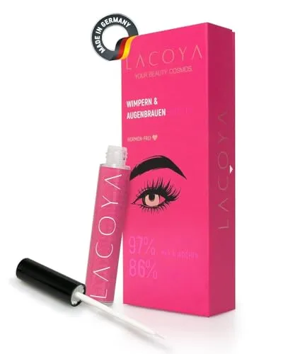 LACOYA® - Wimpernserum ohne Hormone für sichtbares Wachstum 4ml [HORMONFREI] - natürliche Wimpernpflege & Lash-Cocaine für lange kräftige Wimpern - Wimpern-Booster & Augenbraun-Serum, Eye-Lash & Brow