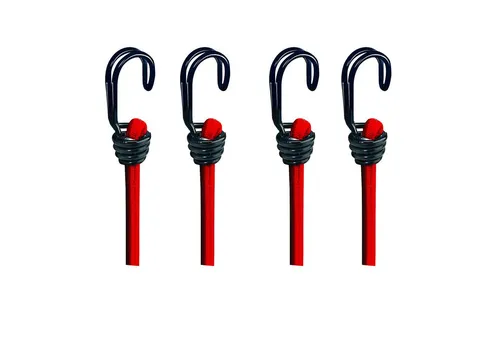 BASI Spanngummi Schlossverlängerung (Spar-Set, 2-tlg), 2er Set Gummispannseil, Doppelhaken 60 cm, bis 40 kg, rot, 4 Stück